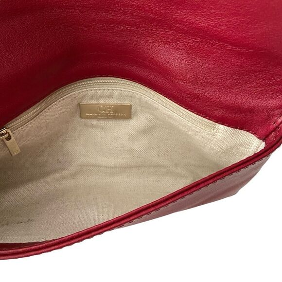 CH Carolina Herrera Red Leather Envelope Clutch - Picture 14 of 16